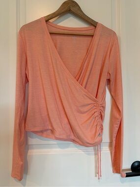 Apana Peach Revolve Faux‎ Wrap Long Sleeve Activewear Top M